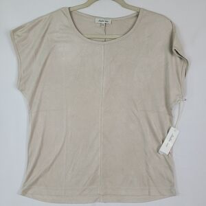 NEW Another Love Birch Beige Lacey Suede Dolman Sleeve Top Women Sz S MSRP $46